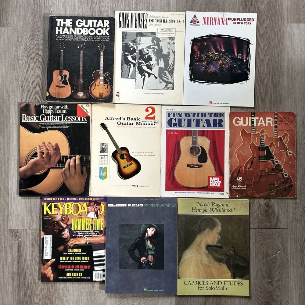 Guitar Instruction Book Lot How to Play Sheet Music Method Learning Piano Violin